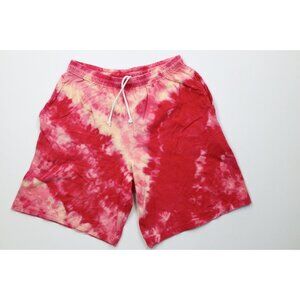 Vintage Y2K Streetwear Mens Medium Distressed Acid Wash Above Knee Shorts Red